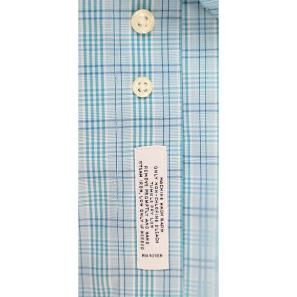 Brooks Brothers Regent Dress Shirt‎ 16 1/2 - 6/7  Blue Check, Non Iron, Cotton - Picture 6 of 7